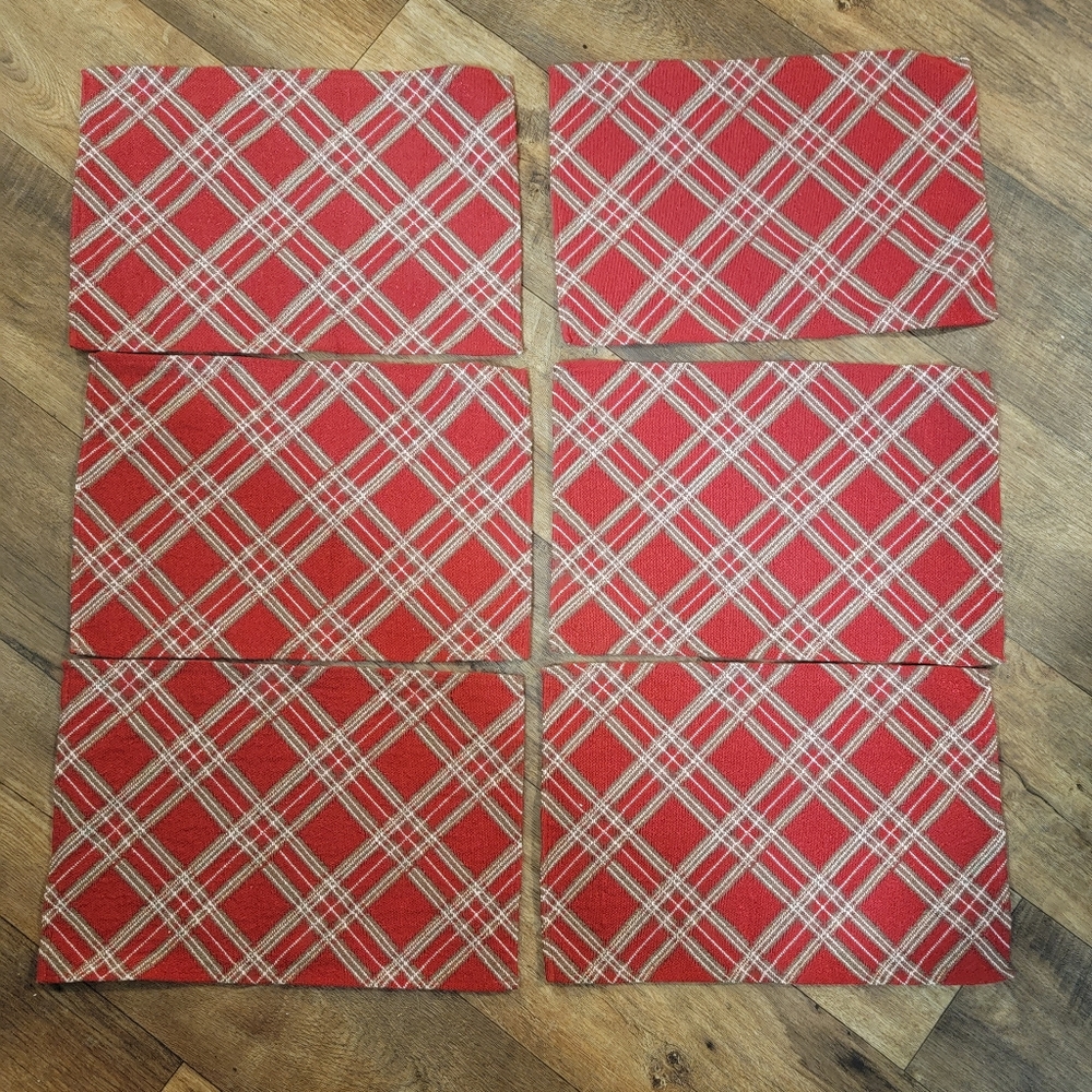 Christmas Red Plaid Placemats Set of 6